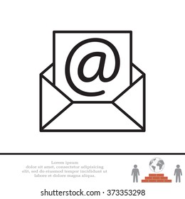 Envelope mail icon. Email message sign. Internet letter symbol. Linear outline icon. Vector