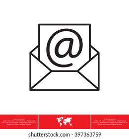 Envelope mail icon. Email message sign. Internet letter symbol. Linear outline icon. Vector