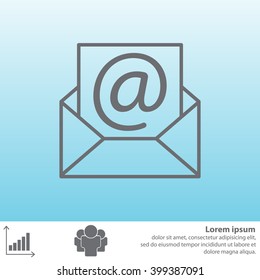 Envelope mail icon. Email message sign. Internet letter symbol. Linear outline icon. Vector
