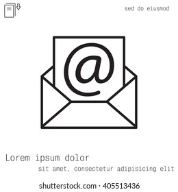 Envelope mail icon. Email message sign. Internet letter symbol. Linear outline icon. Vector