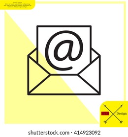 Envelope mail icon. Email message sign. Internet letter symbol. Linear outline icon. Vector