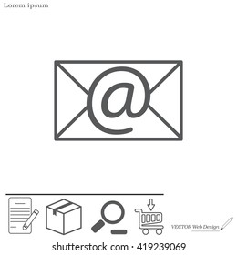 Envelope mail icon. Email message sign. Internet letter symbol. Linear outline icon. Vector