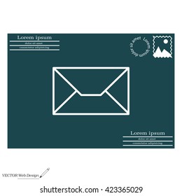 Envelope mail icon. Email message sign. Internet letter symbol. Linear outline icon. Vector