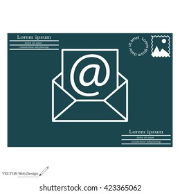Envelope mail icon. Email message sign. Internet letter symbol. Linear outline icon. Vector
