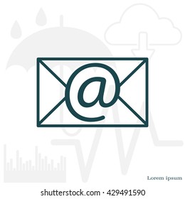 Envelope mail icon. Email message sign. Internet letter symbol. Linear outline icon. Vector