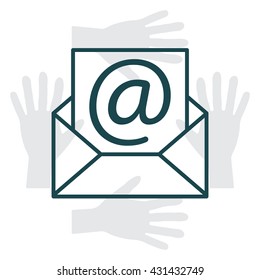 Envelope mail icon. Email message sign. Internet letter symbol. Linear outline icon. Vector