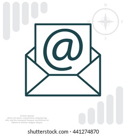 Envelope mail icon. Email message sign. Internet letter symbol. Linear outline icon. Vector