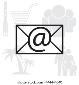 Envelope mail icon. Email message sign. Internet letter symbol. Linear outline icon. Vector