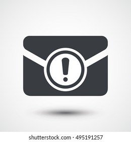 Envelope mail icon with exclamation sign