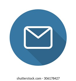 Envelope Mail Icon. Flat Design. Long Shadow. Isolated.