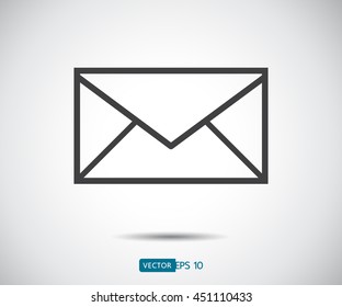 Envelope Mail icon Flat design style, vector illustration