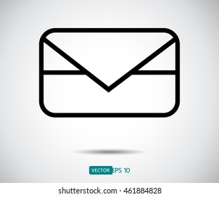 Envelope Mail icon Flat design style, vector illustration.
