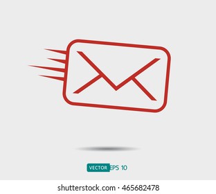 Envelope Mail icon Flat design style, SMS vector illustration