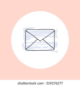 Envelope mail icon. Hand drawn vector illustration for your design.