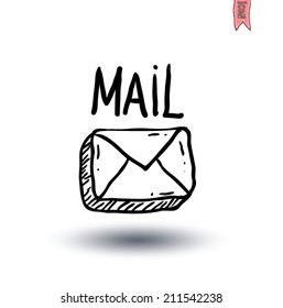 Envelope Mail Icon, Hand-drawn vector illustration
