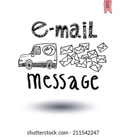 Envelope Mail Icon, Hand-drawn vector illustration