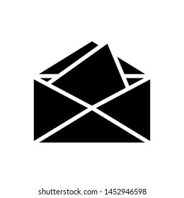 Envelope mail icon , inbox reading text message , template logo design vector illustration , isolate outline solid background white