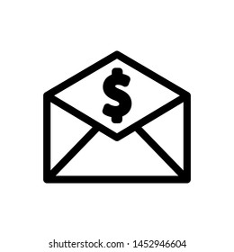 Envelope mail icon , inbox reading text message , template logo design vector illustration , isolate outline solid background white