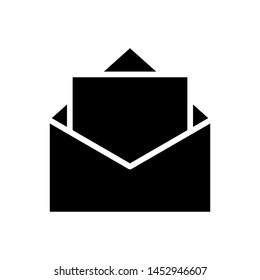 Envelope mail icon , inbox reading text message , template logo design vector illustration , isolate outline solid background white