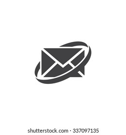 envelope mail icon logo with circle swoosh