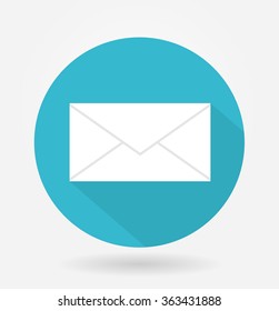 Envelope or mail icon with long shadow. Flat design
