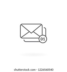 Envelope mail icon. Mail notification icon, New mail symbol. Outline email icon isolated on white background