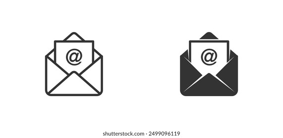 Envelope mail icon. Open e-mail and message sign symbol. Vector