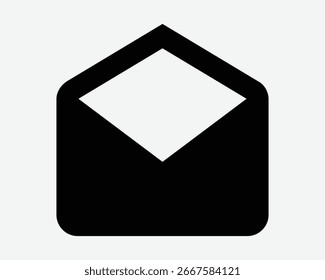 Icono de correo de sobre Carta abierta Mensaje de correo electrónico Correspondencia Comunicación postal Correo escrito Símbolo de signo Boletín Enviar Recibir Imagen gráfica negra