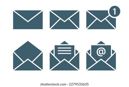 conjunto de iconos de correo de sobre, signo de vector de correo electrónico
