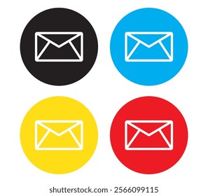 Envelope mail icon set. newsletter web buttons. close email letter outline vector symbol. flat thin e-mail pictogram on white background. send mail message line sign. Communication, Messaging, Social