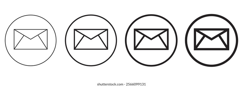 Envelope mail icon set. newsletter web buttons. close email letter outline vector symbol. flat thin e-mail pictogram on white background. send mail message line sign. Communication, Messaging, Social