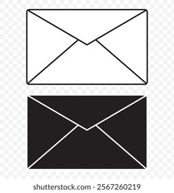 Envelope mail icon set. newsletter web buttons. close email letter outline vector symbol. flat thin e-mail pictogram on white background. send mail message line sign. Communication, Messaging. eps 10.