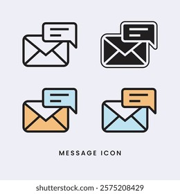 Envelope mail icon set. newsletter web buttons. close email letter outline vector symbol. flat thin e-mail pictogram on white background. send mail message line sign. Communication, Messaging, Social