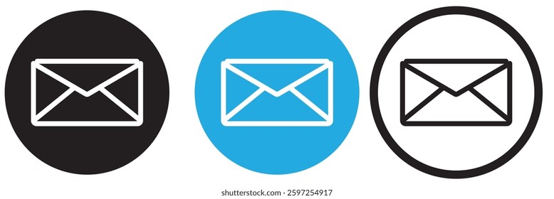 Envelope mail icon set. newsletter web buttons. close email letter outline vector symbol. flat thin e-mail pictogram on white background. send mail message line sign. Communication, Messaging, Social