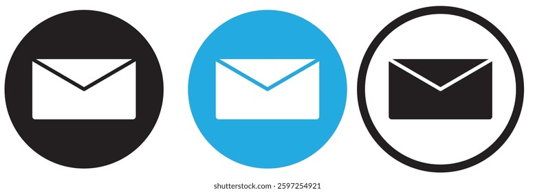 Envelope mail icon set. newsletter web buttons. close email letter outline vector symbol. flat thin e-mail pictogram on white background. send mail message line sign. Communication, Messaging, Social