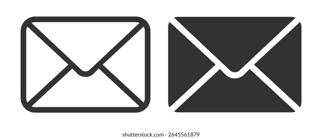 Envelope mail icon set on transparent background