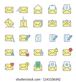 Envelope Mail icon set. Vector isolated colored symbol collection in flat style. Web graphics resources.