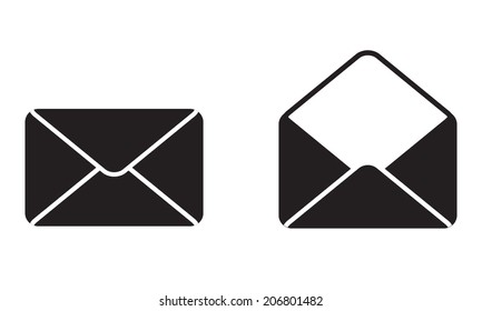 Envelope Mail Icon or sign. Blank open envelope. Vector illustration.