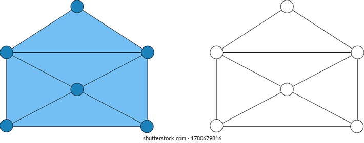 Ilustración vectorial de icono de correo sobre. Azul, negro y blanco.