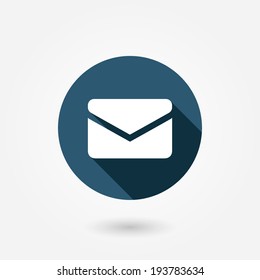 Envelope Mail icon, vector illustration in flat style with long shadow