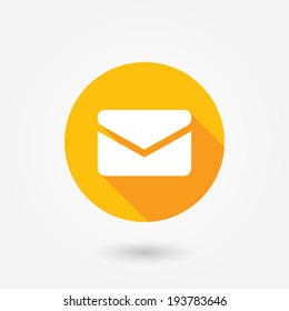 Envelope Mail icon, vector illustration in flat style with long shadow