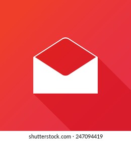 Envelope Mail icon, vector illustration in flat style with long shadow
