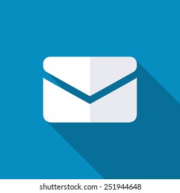 Envelope Mail icon, vector illustration in flat style with long shadow