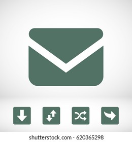 Envelope mail icon, vector illustration. Flat design style