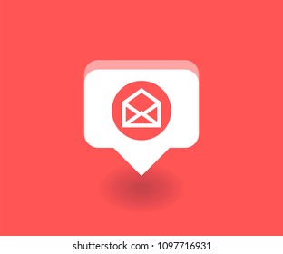 Envelope, Mail icon, vector symbol in flat style isolated on red background. Social media illustration.