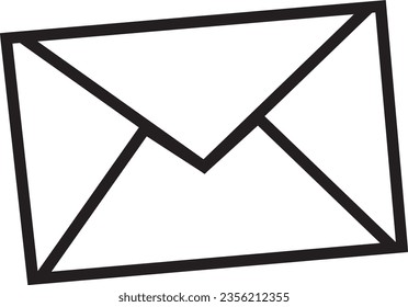Icono de correo de sobres Vector blanco y negro