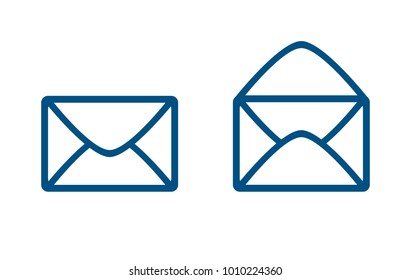 Envelope mail icons, vector illustration. Flat design style. Frame only, trancparent background.