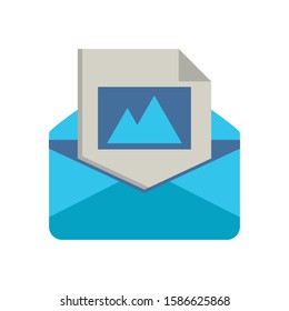 envelope mail with image file postal service vector illustration design