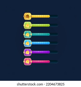 Envelope Mail Letter  Bar Set For Casual Games In Six Colors Cute Colorful Cartoon Vintage Vector Design