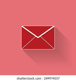 Envelope mail letter icon with flat long shadow